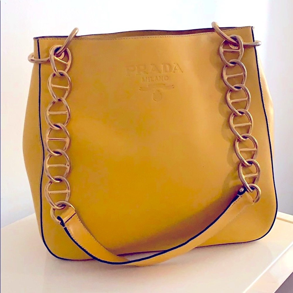 PRADA Chain Shoulder Bag -- Yellow